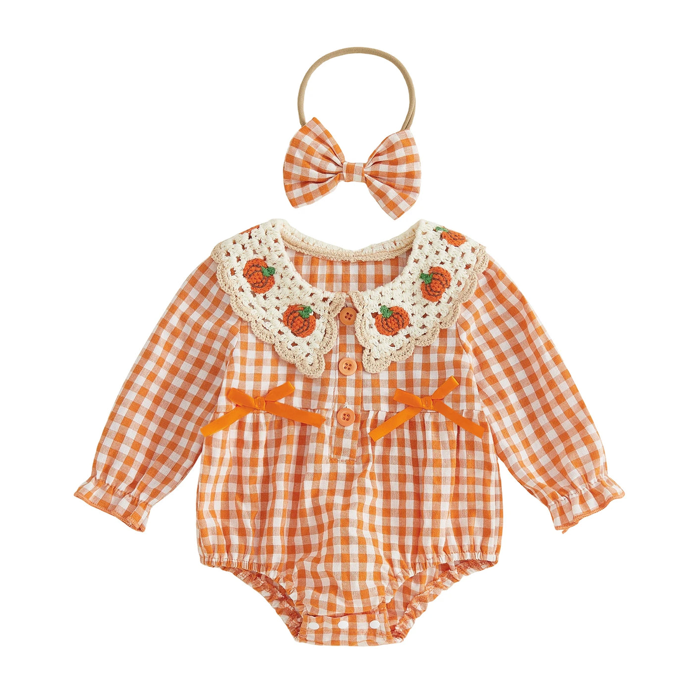 PUMPKINS Crochet Collar Romper