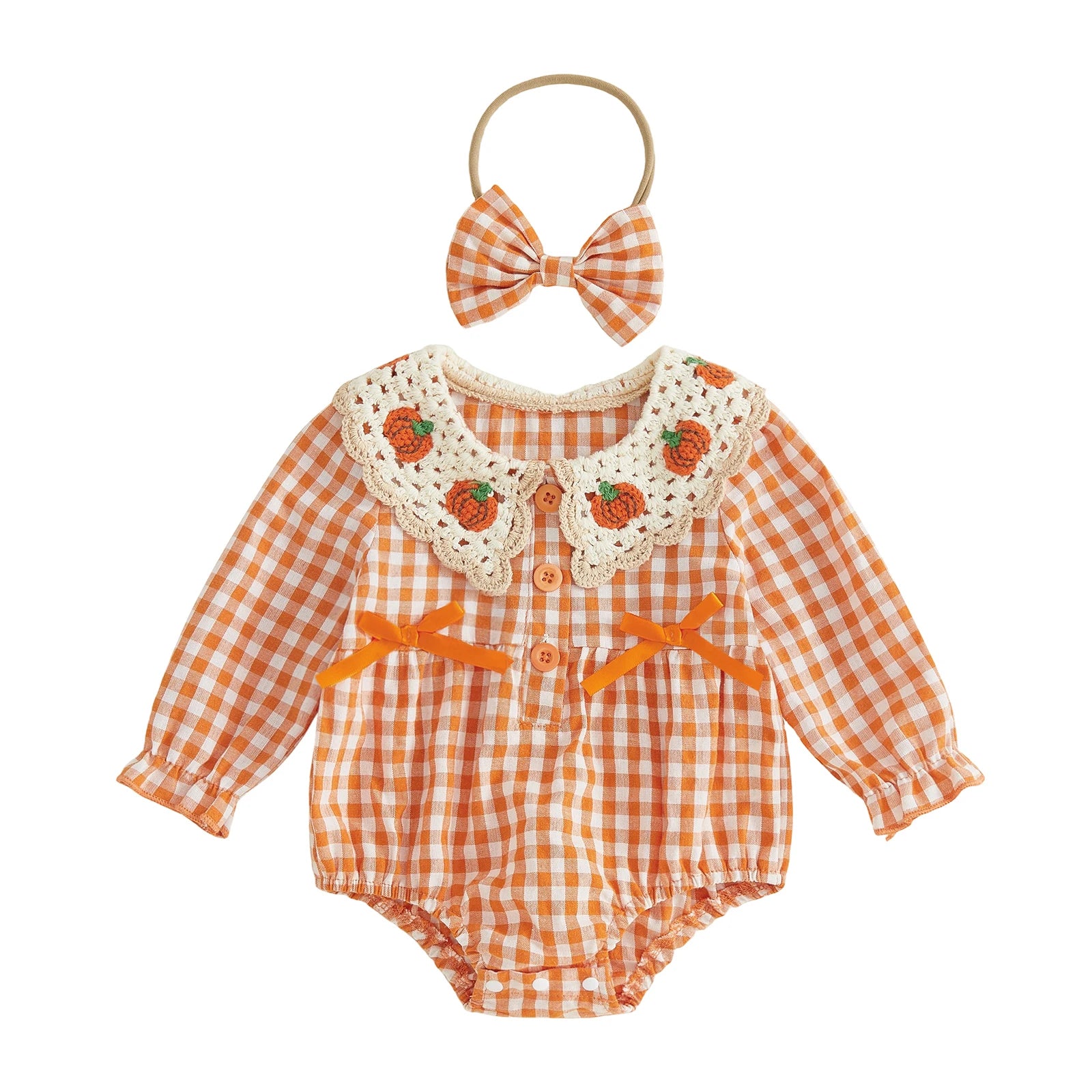 PUMPKINS Crochet Collar Romper