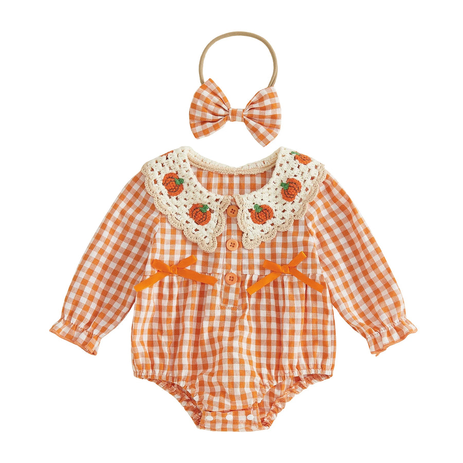 PUMPKINS Crochet Collar Romper