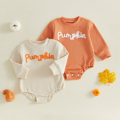 PUMPKIN Waffle Knit Long-Sleeve Onesie