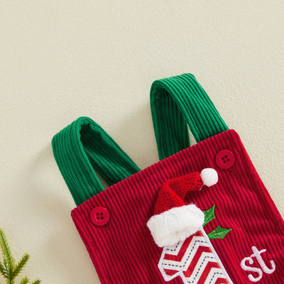 MY 1ST CHRISTMAS Santa Hat Corduroy Romper