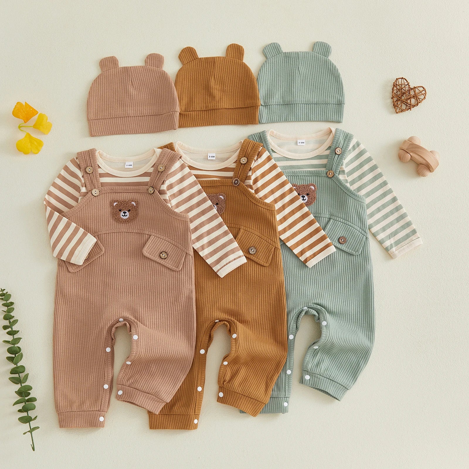 TEDDY Ribbed Overall Outfit with Beanie