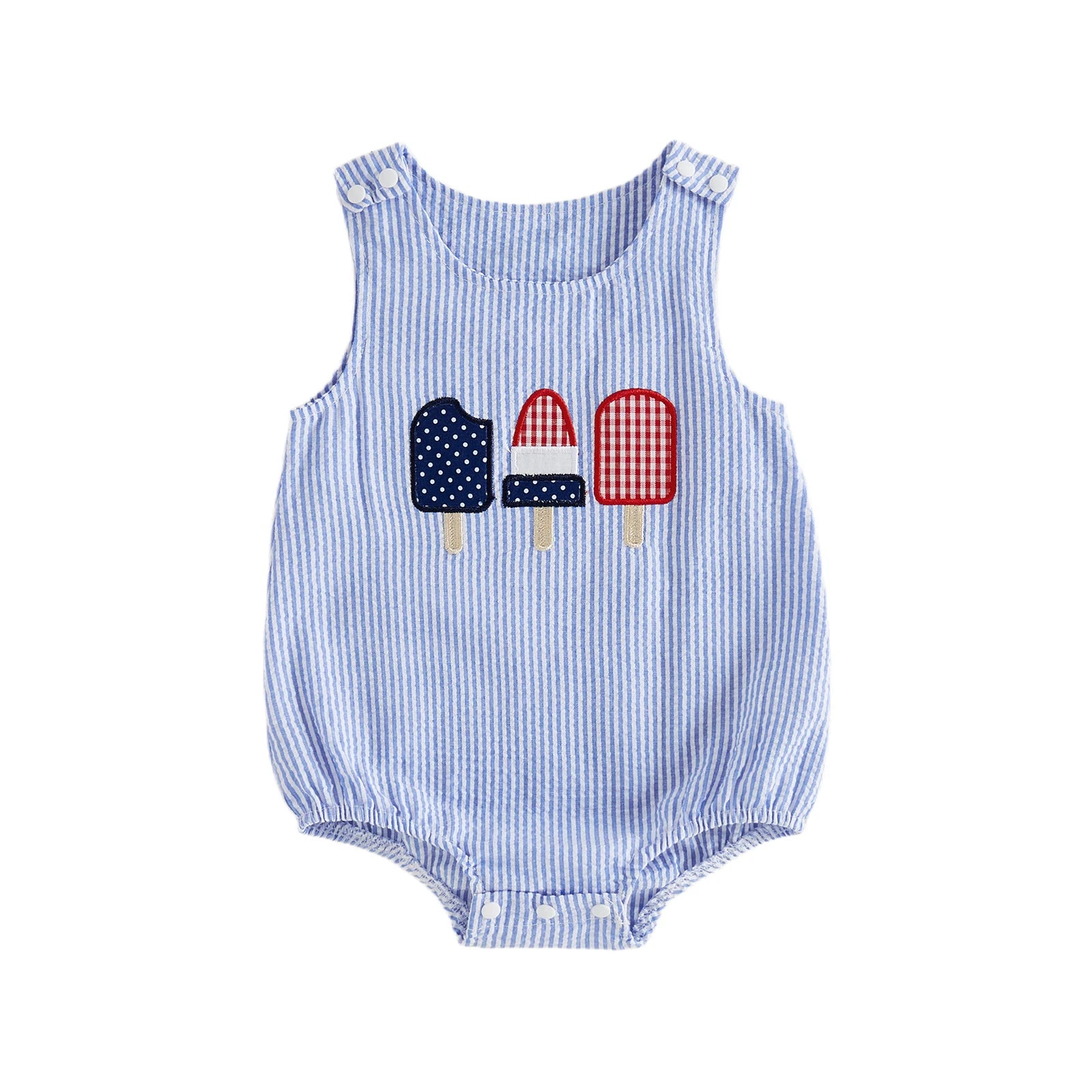 RED WHITE & BLUE POPSICLES Romper