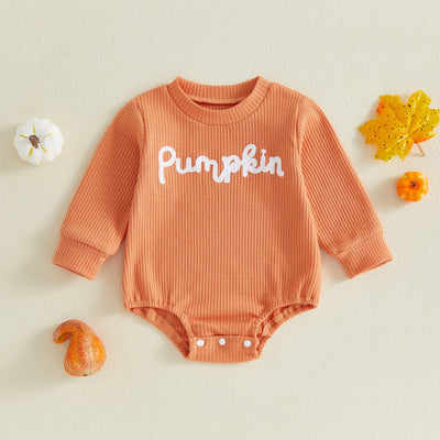 PUMPKIN Waffle Knit Long-Sleeve Onesie