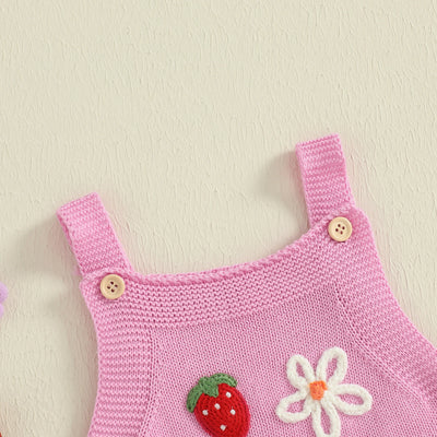 STRAWBERRIES & DAISIES Knitted Romper