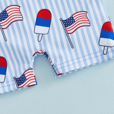 RED WHITE AND BLUE POPSICLE Swimsuit with Sun Hat