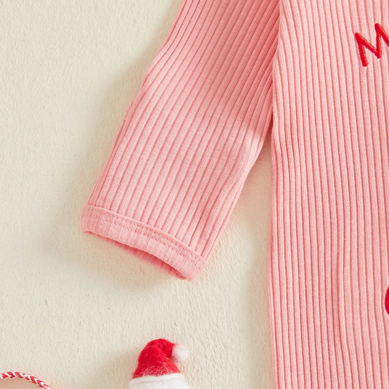 MY FIRST CHRISTMAS Pink Ribbed Jumpsuit
