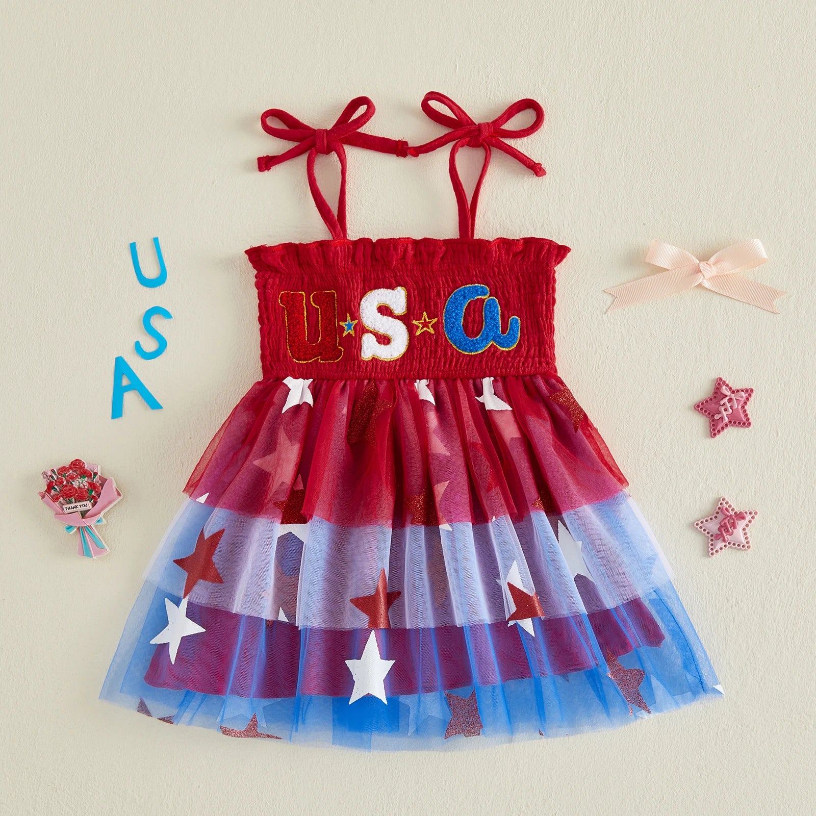 USA Smocked Star Dress