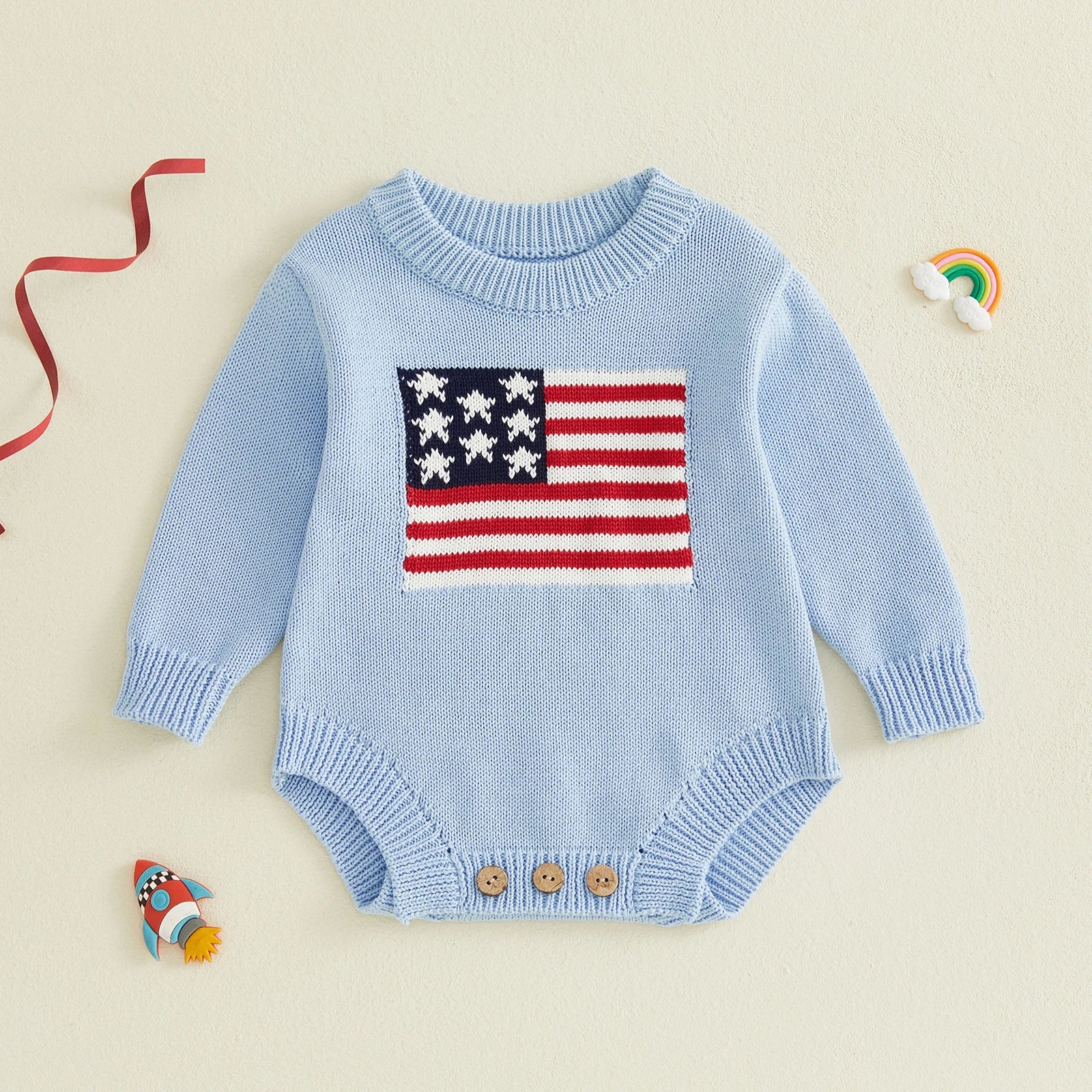 USA FLAG Knitted Romper