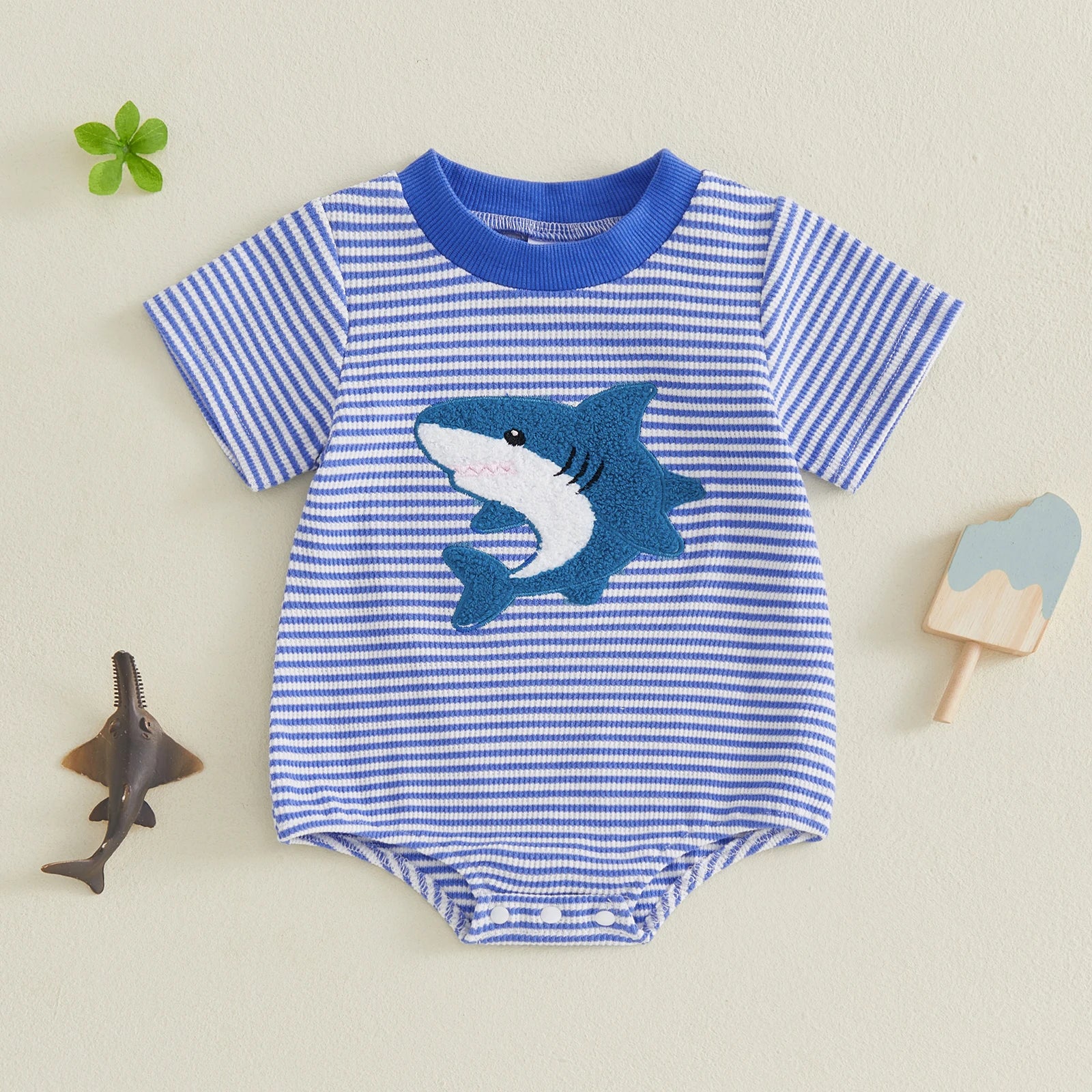 SHARK Striped Onesie