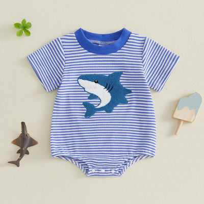 SHARK Striped Onesie