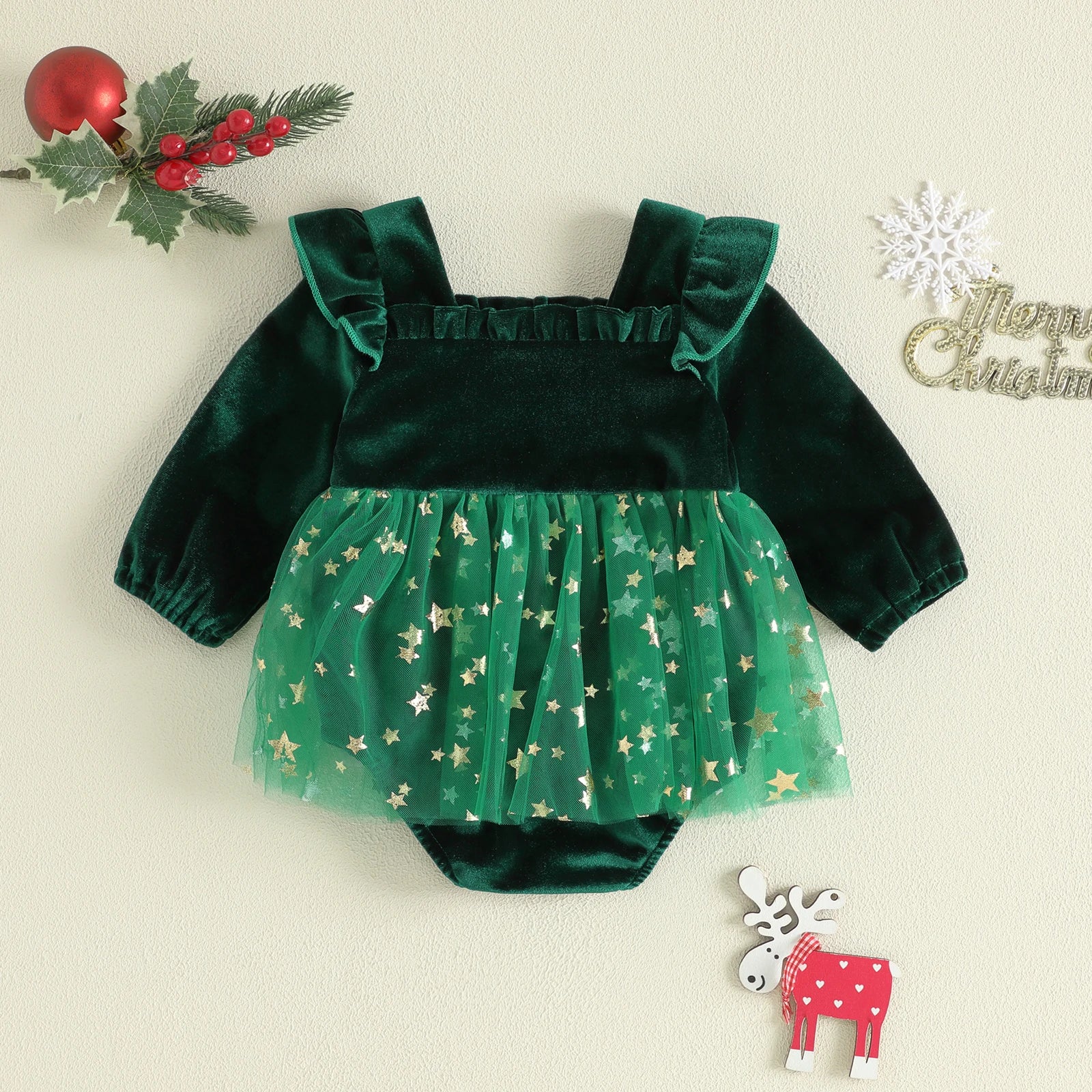 SANTA BABY Velvet Romper Dress