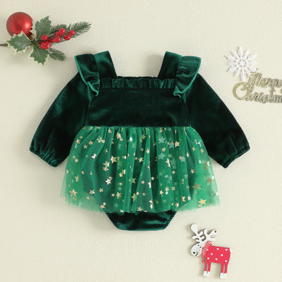 SANTA BABY Velvet Romper Dress