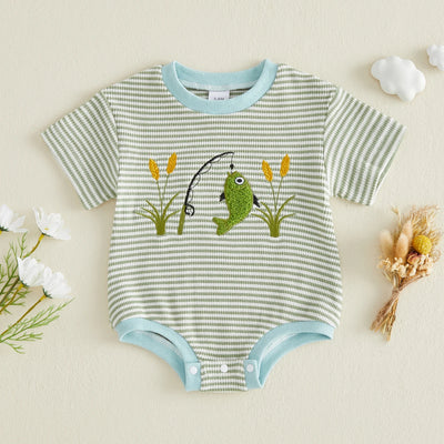 LET'S GO FISHING Striped Onesie