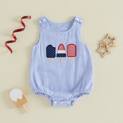 RED WHITE & BLUE POPSICLES Romper