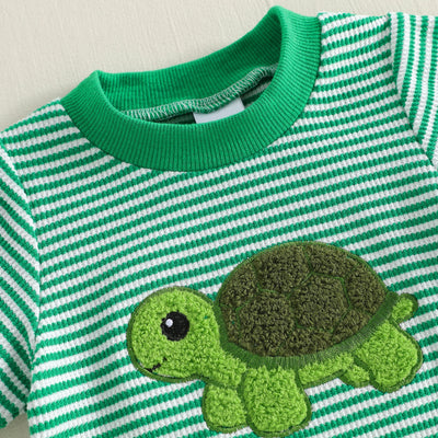 BABY TURTLE Striped Onesie