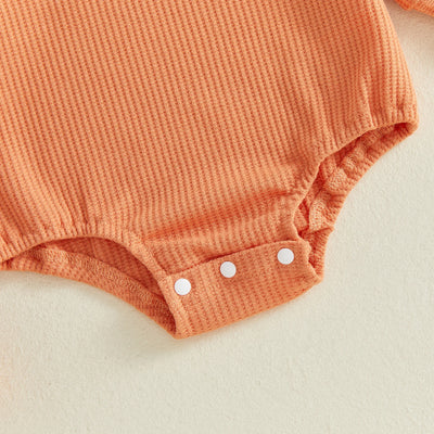 PUMPKIN Waffle Knit Long-Sleeve Onesie