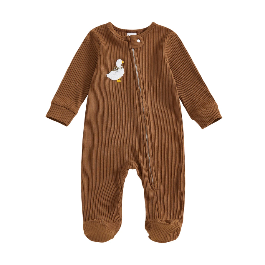 SLEEPY HEAD Ribbed Footed Jumpsuit