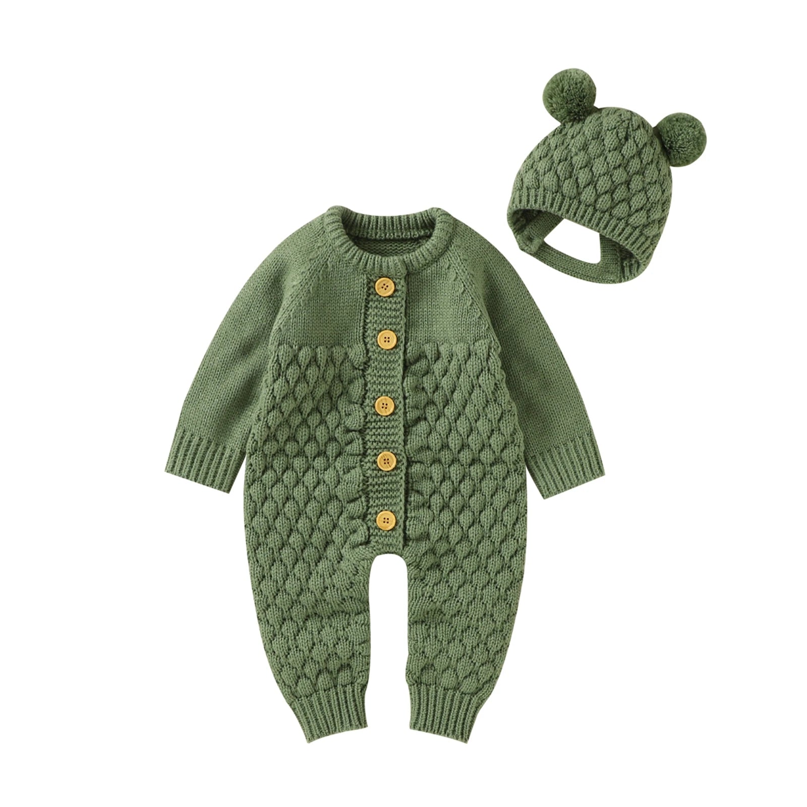 BABY BEAR Knitted Jumpsuit with Beanie