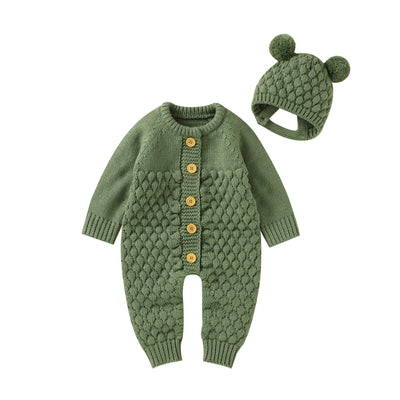 BABY BEAR Knitted Jumpsuit with Beanie