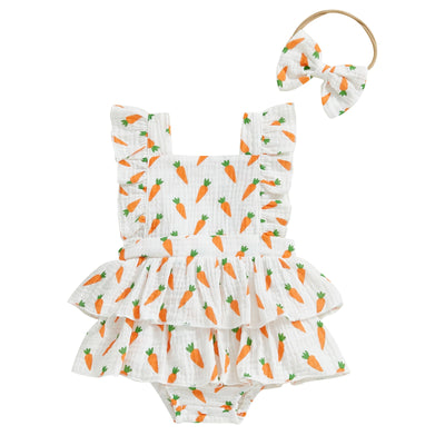 CARROTS Ruffle Romper with Headband