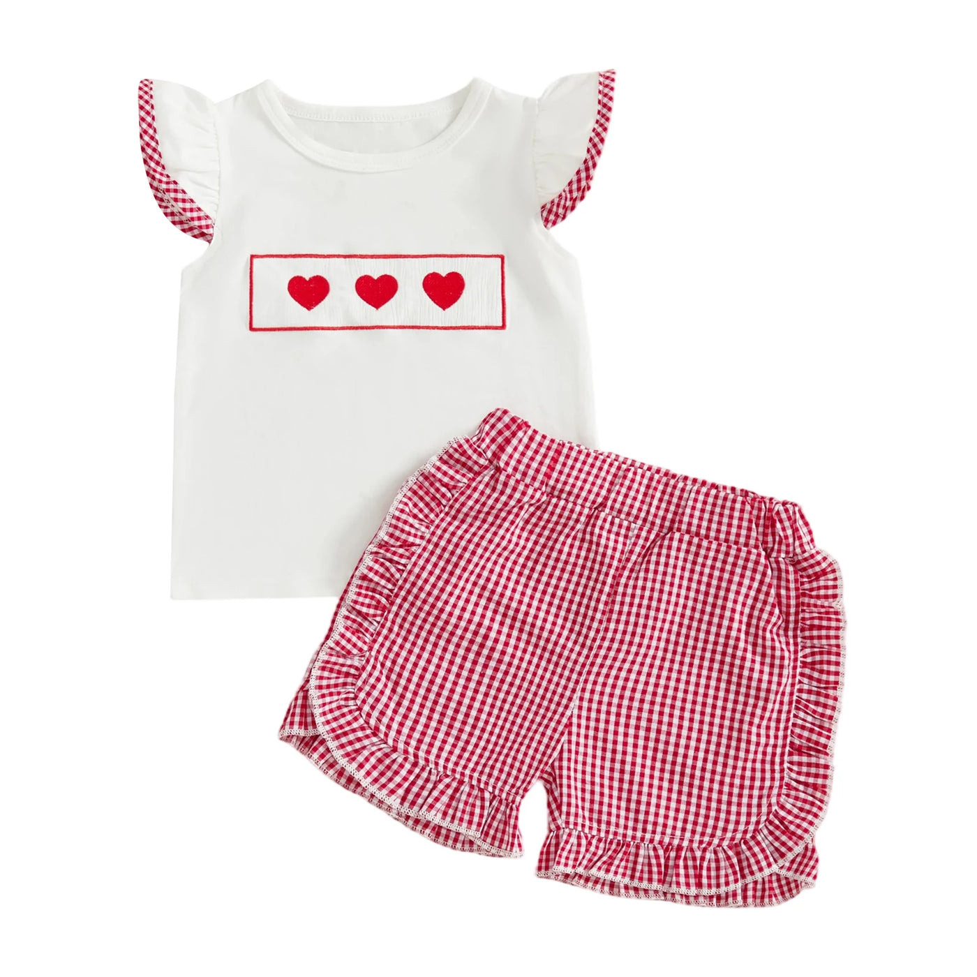 LITTLE HEARTS Checkered Ruffle Shorts Outfit