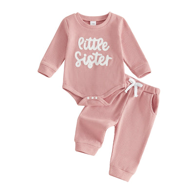LITTLE SISTER Waffle Knit Outfit
