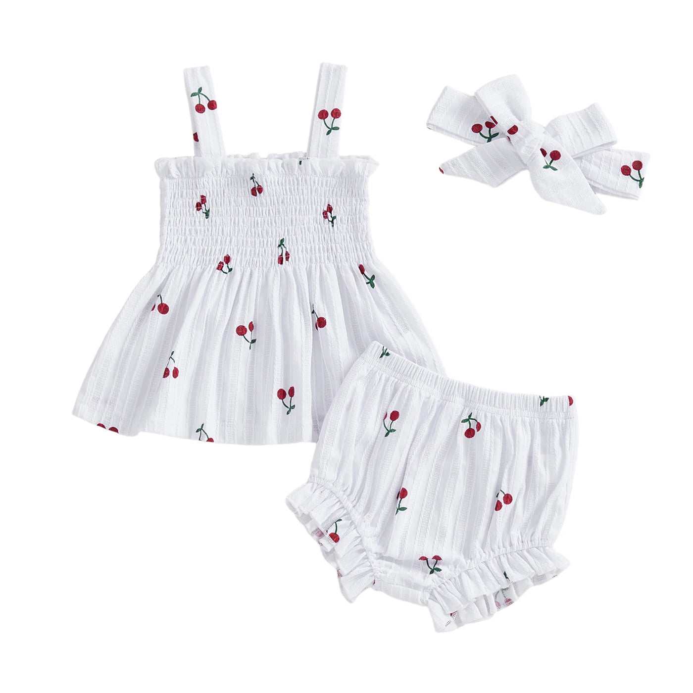 SWEET CHERRY Smocked Summer Outfit