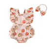 FLORAL PUMPKINS Ruffle Romper with Headband