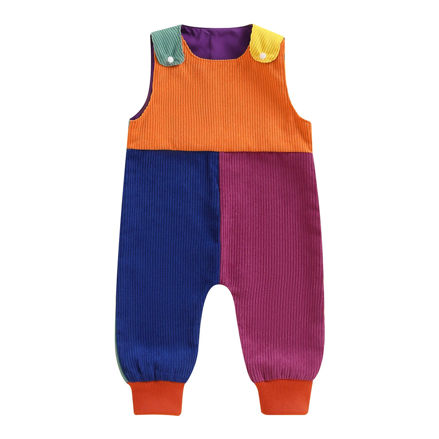 COLOR BLOCK Corduroy Pull-on Jumpsuit