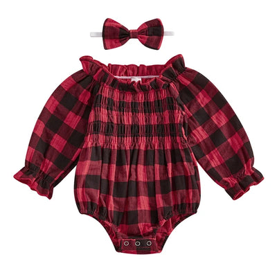 ROMY Plaid Smocked Romper