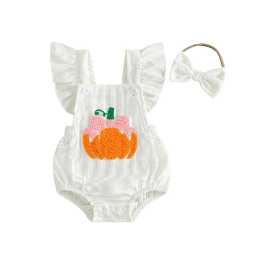 BOWTIE PUMPKIN Corduroy Ruffle Romper