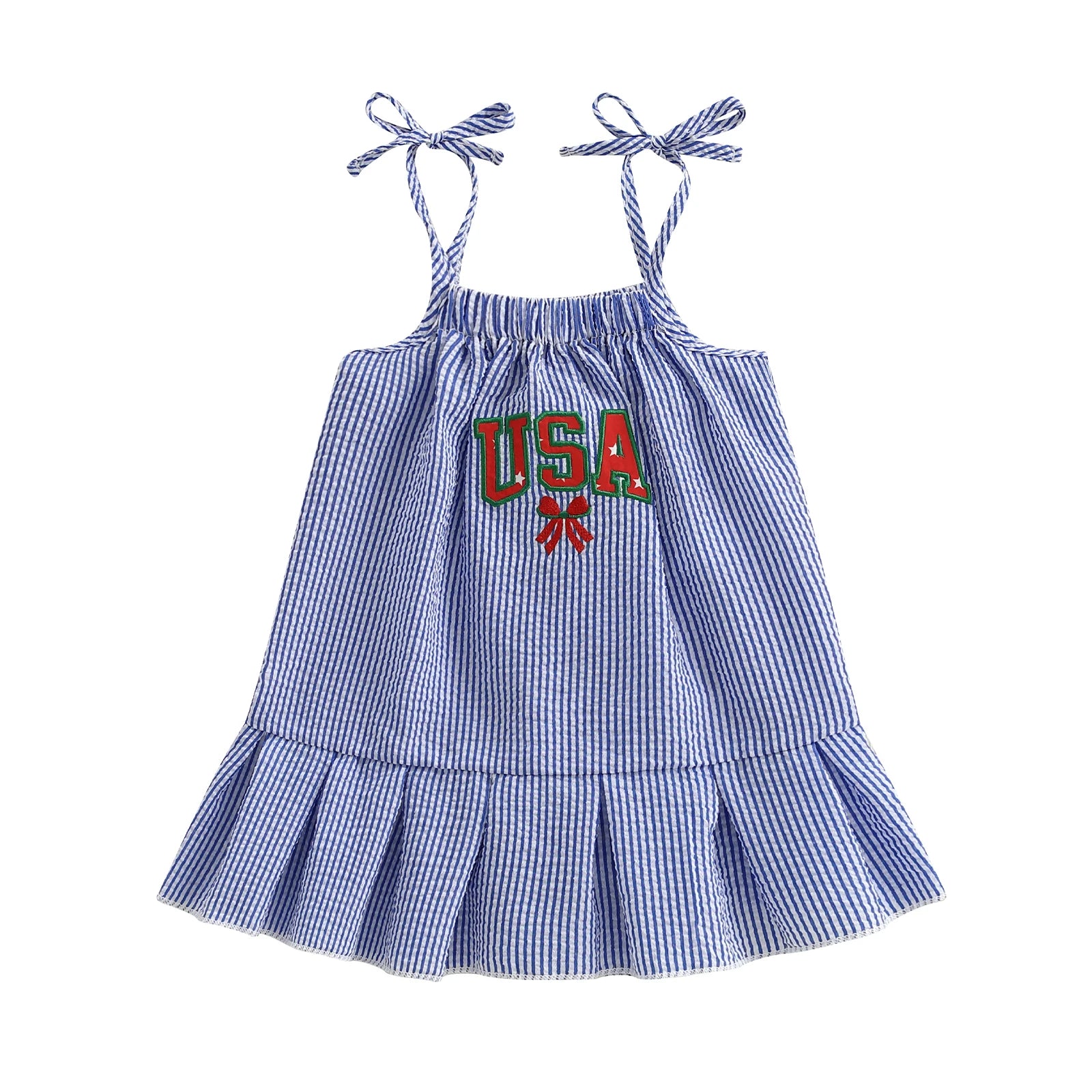 USA Striped Ruffle Dress