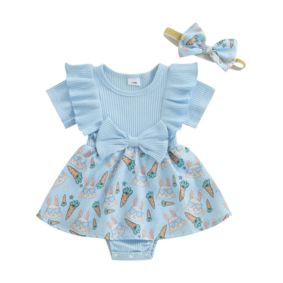 EASTER Bowtie Ruffle Romper Dress