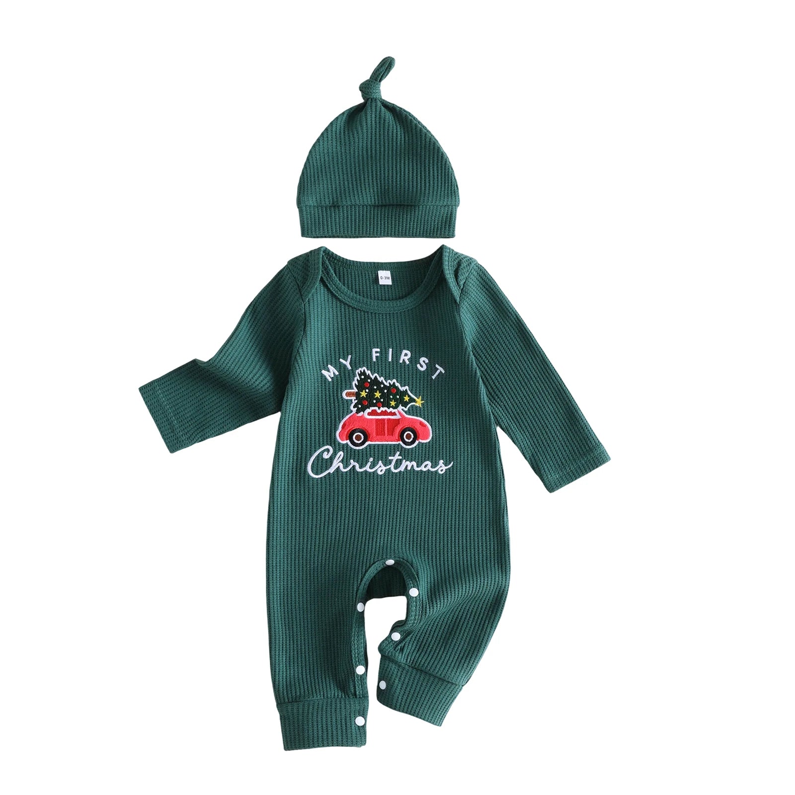 MY FIRST CHRISTMAS Car Ribbed Jumpsuit