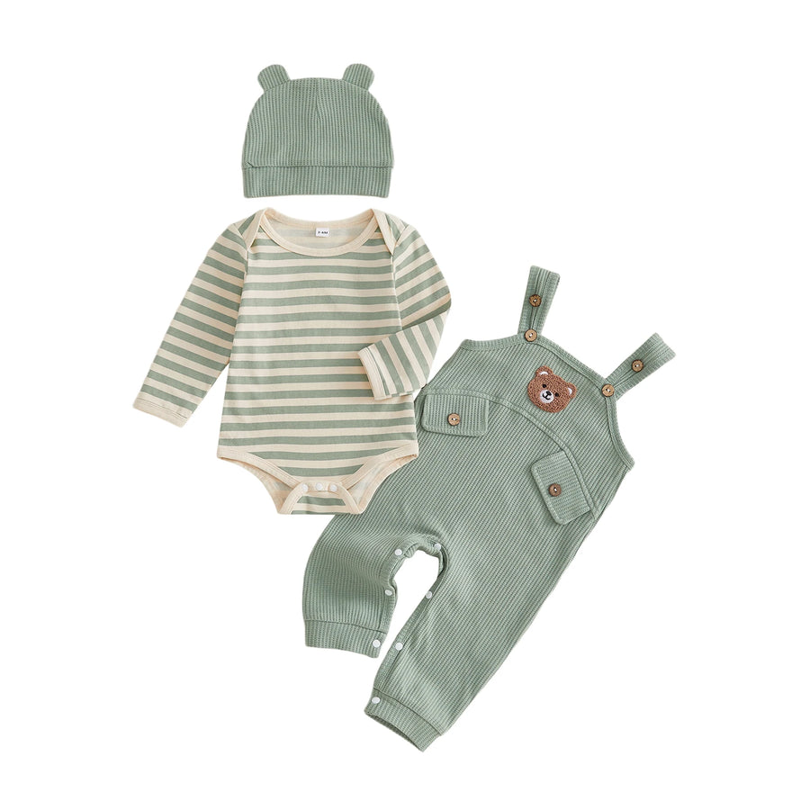 TEDDY Ribbed Overall Outfit with Beanie