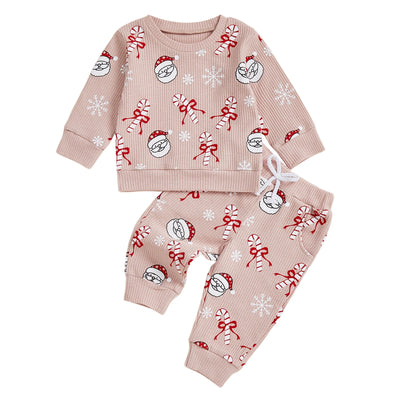 SANTA & CANDY CANE Waffle Knit Outfit
