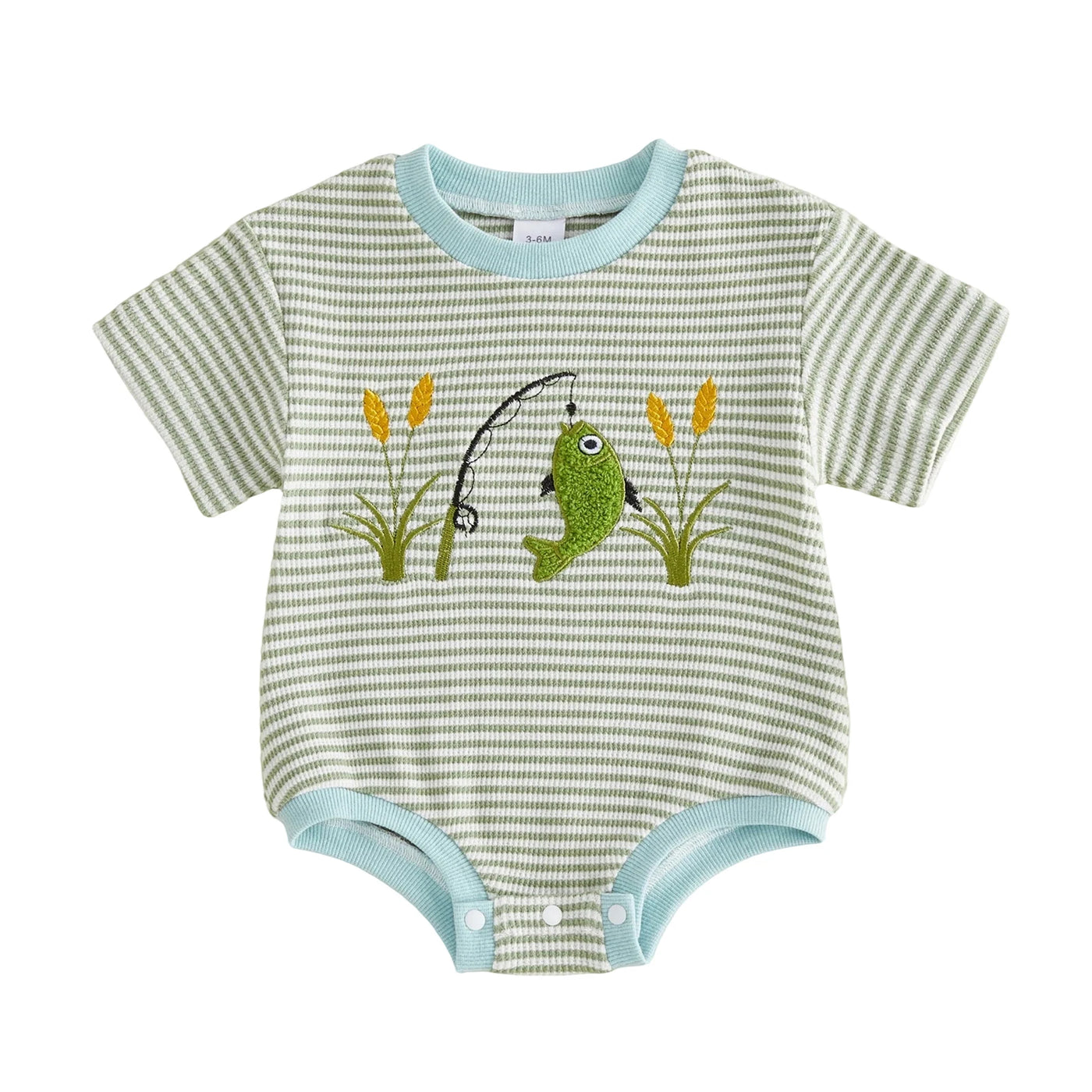 LET'S GO FISHING Striped Onesie