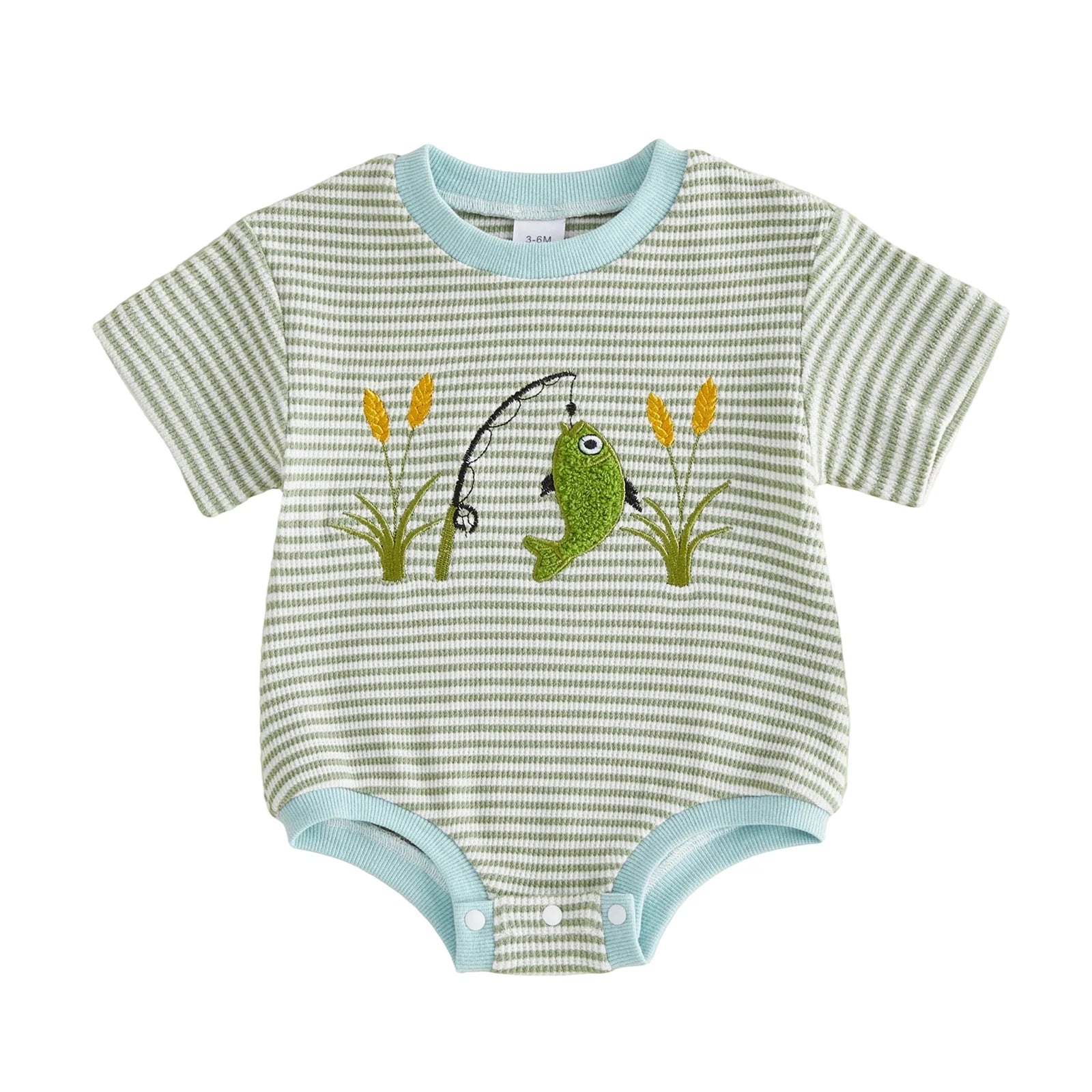 LET'S GO FISHING Striped Onesie