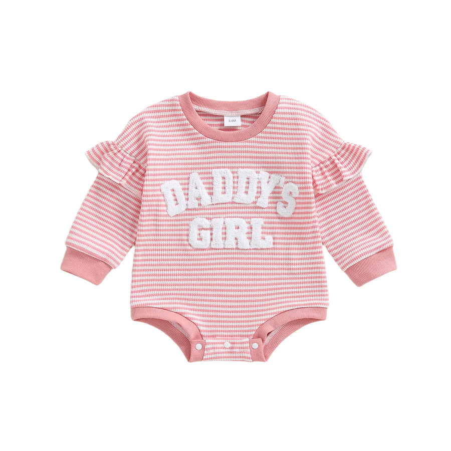 DADDY'S GIRL Striped Ruffle Romper