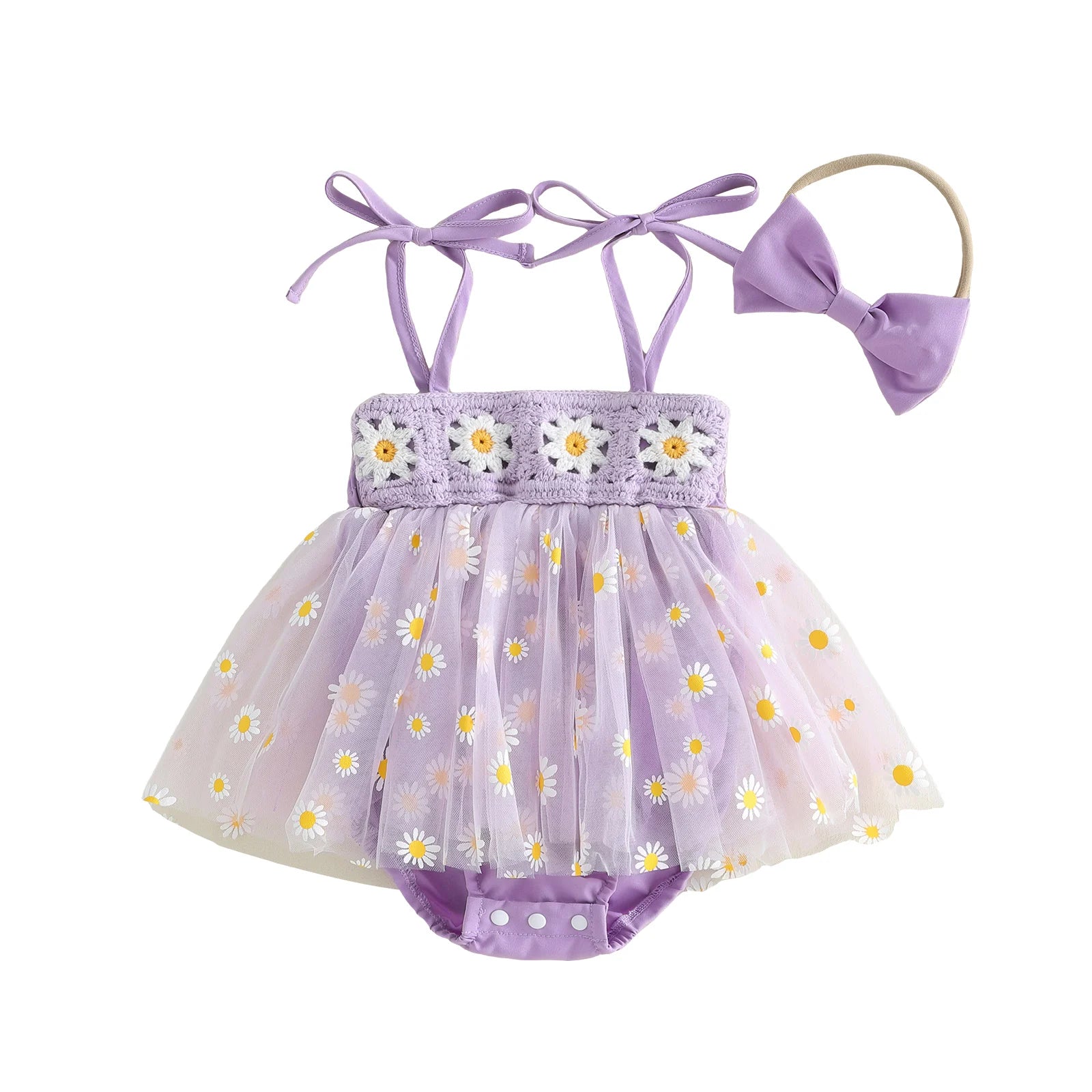 DAISIES Crochet Tulle Romper