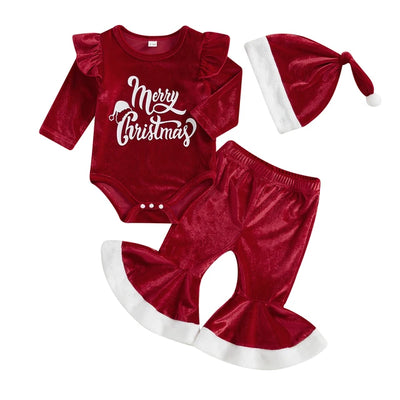 MERRY CHRISTMAS Velvet Bellbottoms Outfit