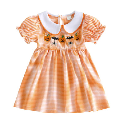 PUMPKIN & SPIDERS Striped Dress