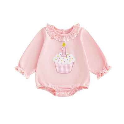 FIRST BIRTHDAY Cupcake Ruffle Long-Sleeve