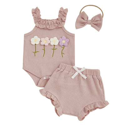 FLOWERS Ruffle Waffle Knit Outfit