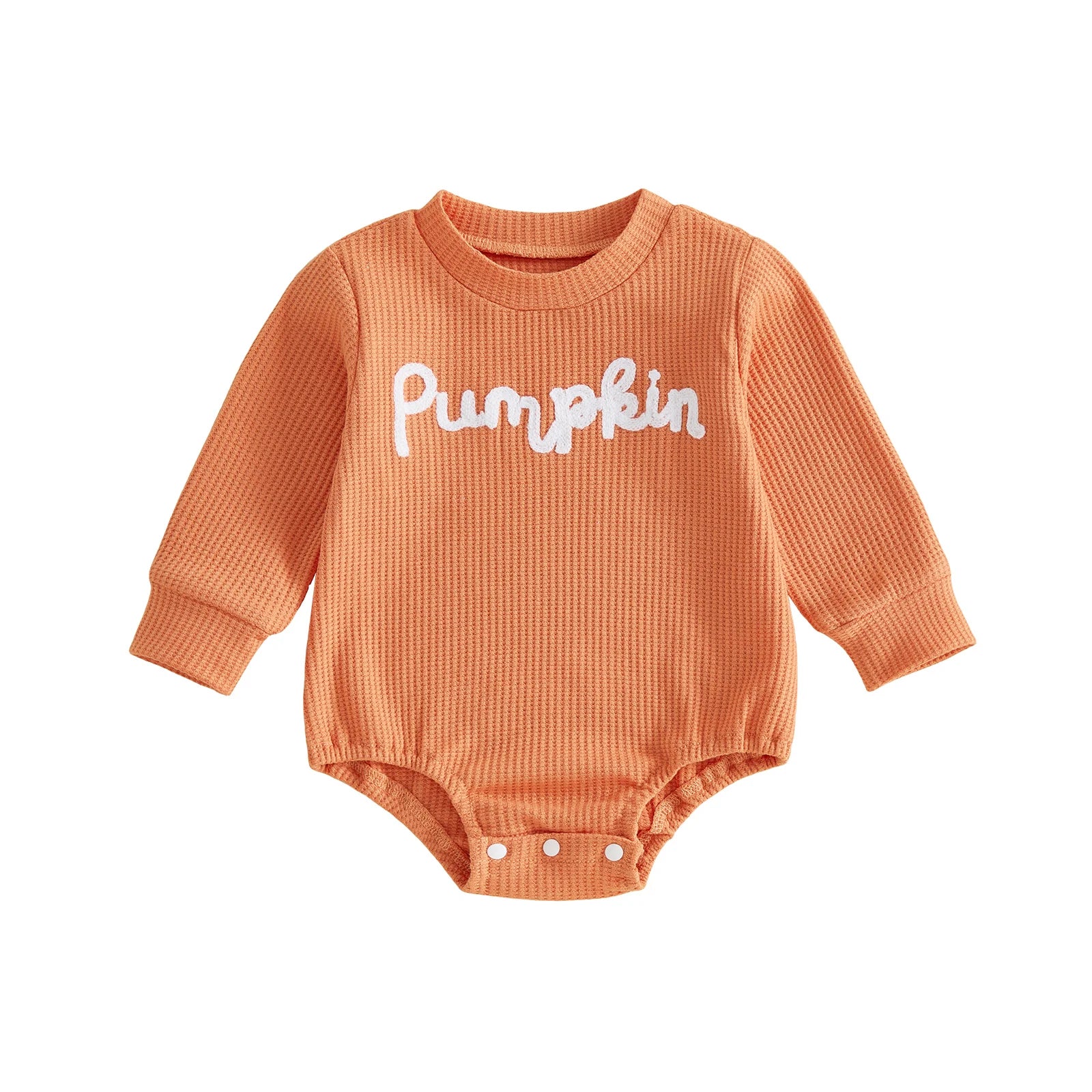 PUMPKIN Waffle Knit Long-Sleeve Onesie