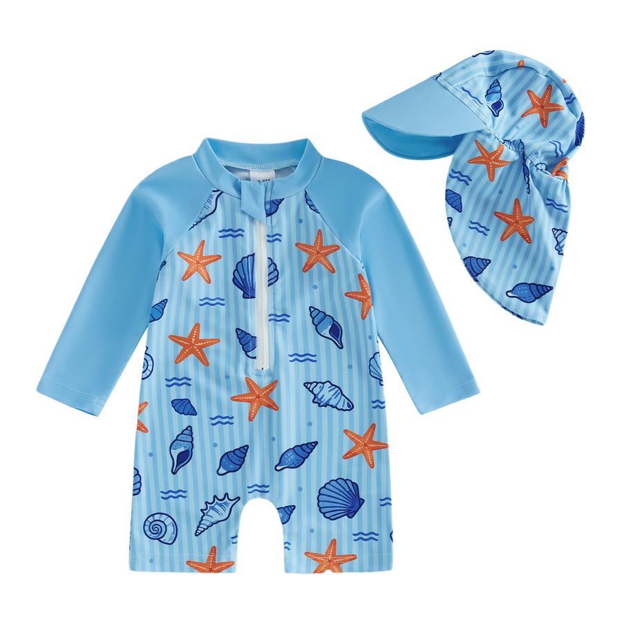 SEA SHELLS Swimsuit with Sun Hat