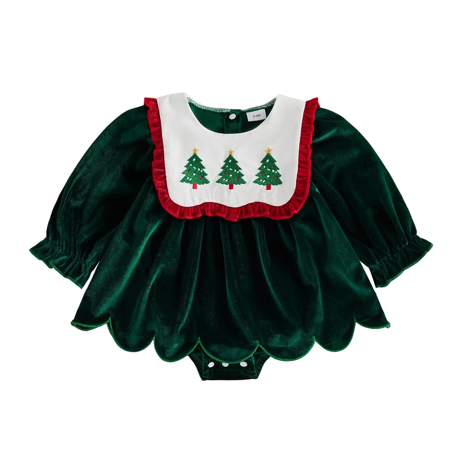 CHRISTMAS TREE Velvet Collar Romper Dress