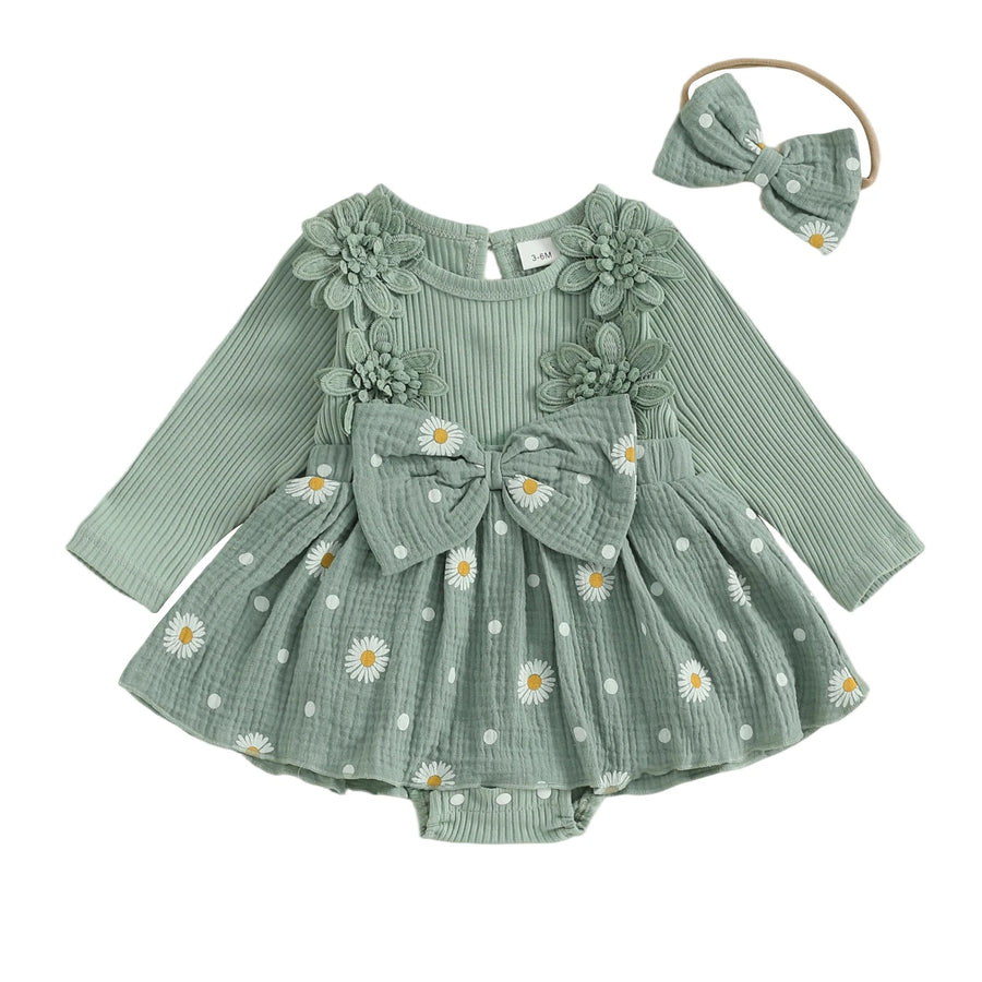 DAISY Crochet Floral Romper Dress