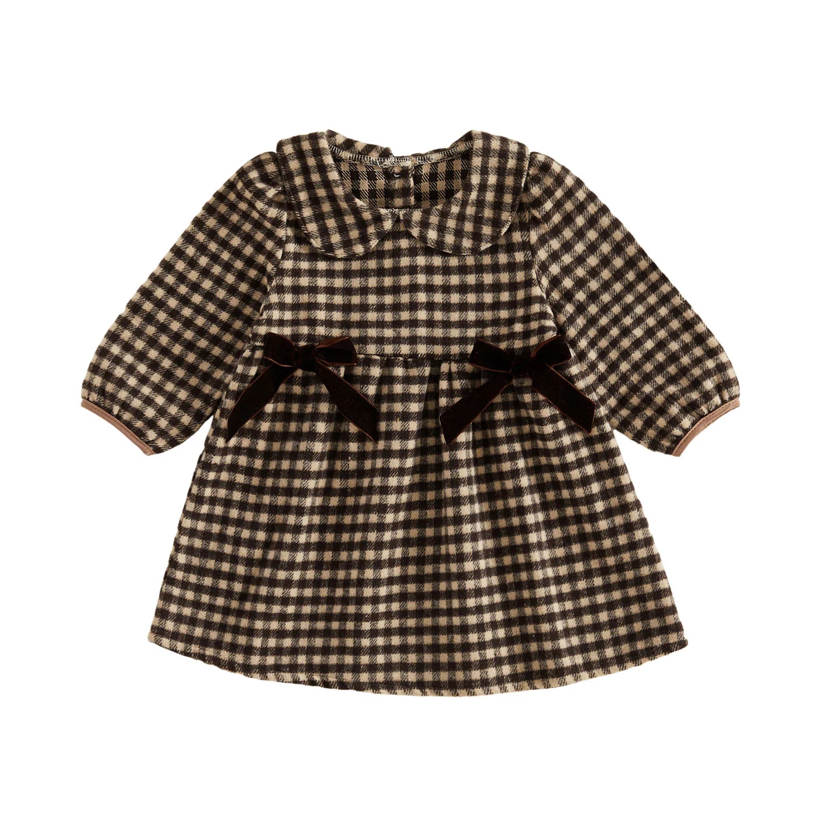 MARA Checkered Flannel Bowtie Dress